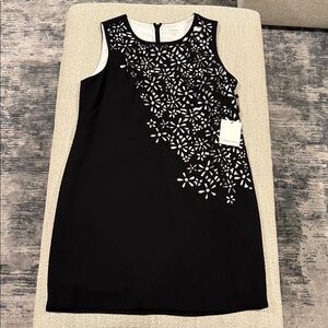 Calvin Klein Black Dress with White Floral Pattern